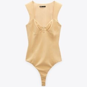 Zara metal accent piece bodysuit yellow Medium T9